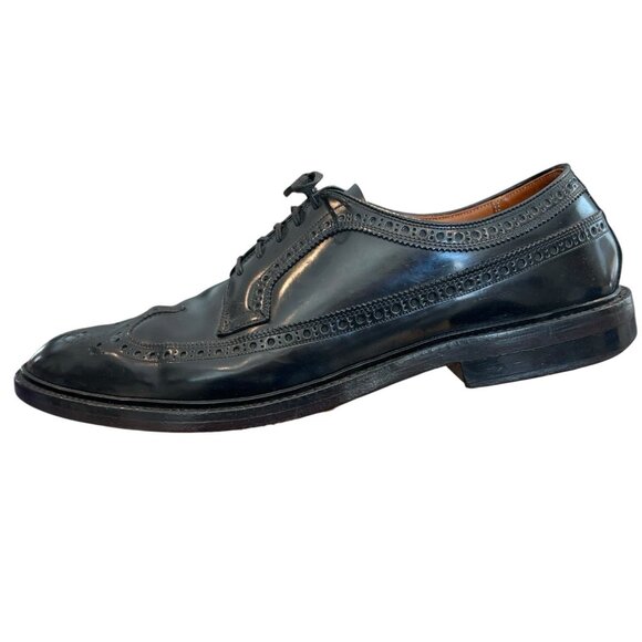 VTG Bass Black DuPont Corfam Brogue Longwing Wingtip V-Cleat Derby Shoe Men 12AA main image 6